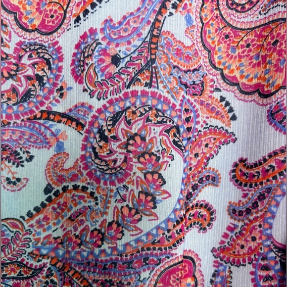 Jessica Simpson Blue Boho Paisley Chiffon Long Sleeve Crochet Trim Blouse 2X - Picture 11 of 12